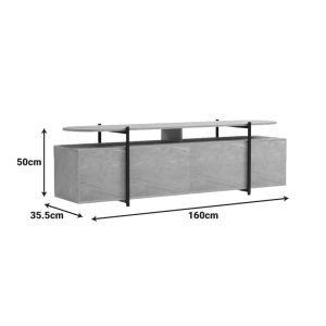 ТВ шкаф Medousa Sonoma с черно мраморно покритие 160x35.5x50см