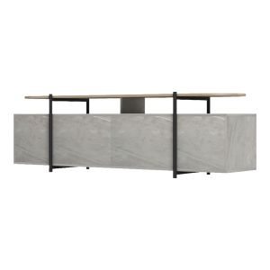 ТВ шкаф Medousa sonoma със сиво-бежово мраморно покритие 160x35.5x50см