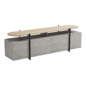 ТВ шкаф Medousa sonoma със сиво-бежово мраморно покритие 160x35.5x50см
