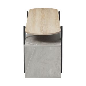 ТВ шкаф Medousa sonoma със сиво-бежово мраморно покритие 160x35.5x50см