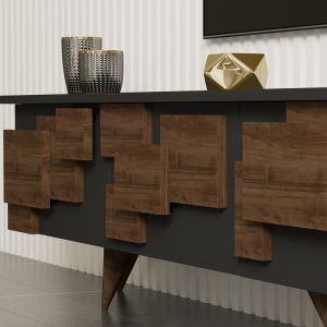 ТВ шкаф Trida орех с антрацитен цвят 160x35x45см
