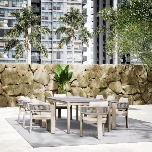 Dining chair Baron SM6482.04 aluminum - rope - olefin fabric in beige 59X59X73.5V