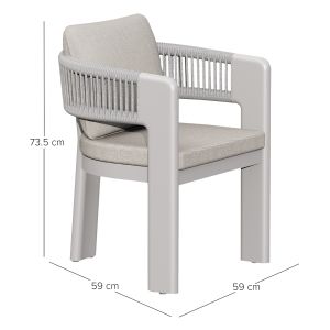 Dining chair Baron SM6482.04 aluminum - rope - olefin fabric in beige 59X59X73.5V