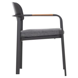 DINING CHAIR ELARA HM6414.01 GREY ALUMINUM-OLEFIN FABRIC - TEAK WOOD 56X62X78CM.