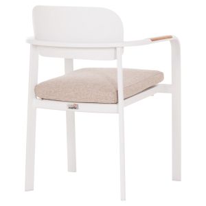 DINING CHAIR ELARA HM6414.02 WHITE ALUMINUM-BEIGE OLEFIN FABRIC-TEAK WOOD 56X62X78CM.