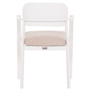 DINING CHAIR ELARA HM6414.02 WHITE ALUMINUM-BEIGE OLEFIN FABRIC-TEAK WOOD 56X62X78CM.