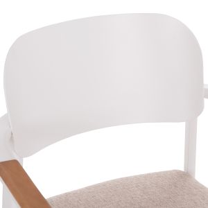 DINING CHAIR ELARA HM6414.02 WHITE ALUMINUM-BEIGE OLEFIN FABRIC-TEAK WOOD 56X62X78CM.