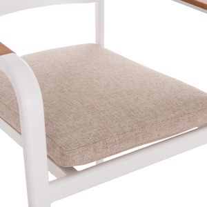 DINING CHAIR ELARA HM6414.02 WHITE ALUMINUM-BEIGE OLEFIN FABRIC-TEAK WOOD 56X62X78CM.
