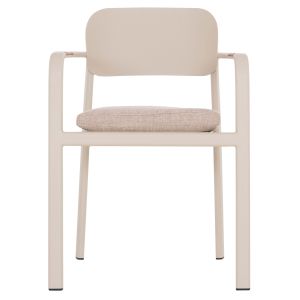 DINING CHAIR ELARA HM6414.05 BEIGE ALUMINUM-OLEFIN FABRIC - TEAK WOOD 56X62X78CM.