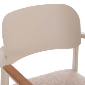 DINING CHAIR ELARA HM6414.05 BEIGE ALUMINUM-OLEFIN FABRIC - TEAK WOOD 56X62X78CM.