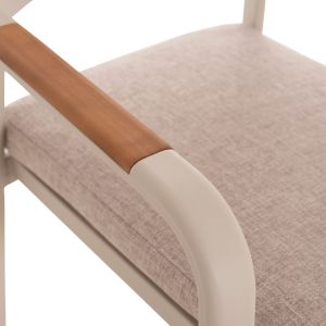 DINING CHAIR ELARA HM6414.05 BEIGE ALUMINUM-OLEFIN FABRIC - TEAK WOOD 56X62X78CM.