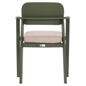 DINING CHAIR ELARA HM6414.06 GREEN ALUMINUM-BEIGE OLEFIN FABRIC - TEAK WOOD 56X62X78CM.