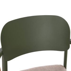 DINING CHAIR ELARA HM6414.06 GREEN ALUMINUM-BEIGE OLEFIN FABRIC - TEAK WOOD 56X62X78CM.