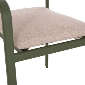 DINING CHAIR ELARA HM6414.06 GREEN ALUMINUM-BEIGE OLEFIN FABRIC - TEAK WOOD 56X62X78CM.
