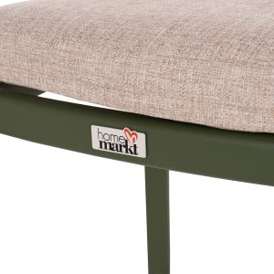 DINING CHAIR ELARA HM6414.06 GREEN ALUMINUM-BEIGE OLEFIN FABRIC - TEAK WOOD 56X62X78CM.