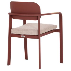 DINING CHAIR ELARA HM6414.07 RED ALUMINUM-BEIGE OLEFIN FABRIC-TEAK WOOD 56X62X78CM.