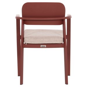 DINING CHAIR ELARA HM6414.07 RED ALUMINUM-BEIGE OLEFIN FABRIC-TEAK WOOD 56X62X78CM.
