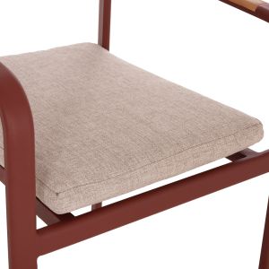 DINING CHAIR ELARA HM6414.07 RED ALUMINUM-BEIGE OLEFIN FABRIC-TEAK WOOD 56X62X78CM.