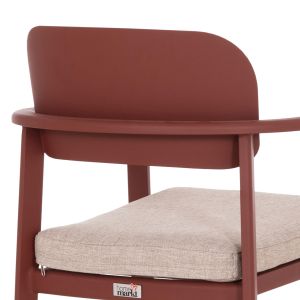DINING CHAIR ELARA HM6414.07 RED ALUMINUM-BEIGE OLEFIN FABRIC-TEAK WOOD 56X62X78CM.
