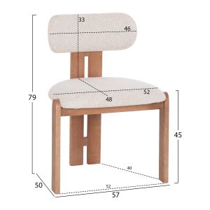 Dining chair Karvo HM18252.01 fabric color beige - beech wood 57X50X79ВСМ.