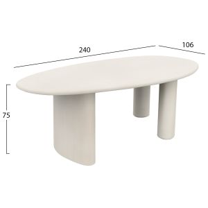 Трапезарна маса овал Volpe HM6599.02 фиброцимент в бежово 240X100X75 см.
