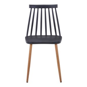 Dining chair Aurora black pp-natural color metal legs 42x49.5x77cm