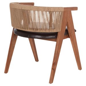 Трапезен стол Brann HM18238.11 тиково дърво-въже-кафяв Pu 60X67X76ВСМ.