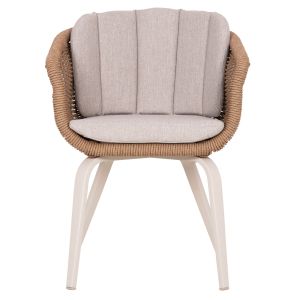 Victus HM6559.02 dining chair made of aluminum and olefin in beige -- twisted wicker 60X62X76HCM.