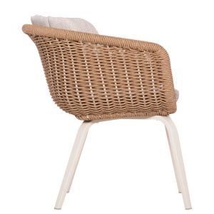 Victus HM6559.02 dining chair made of aluminum and olefin in beige -- twisted wicker 60X62X76HCM.