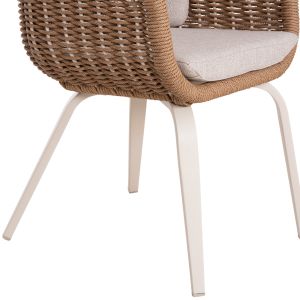 Victus HM6559.02 dining chair made of aluminum and olefin in beige -- twisted wicker 60X62X76HCM.