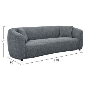 Триместен диван Nord HM3321.01 сив плат 230X96X75 см.
