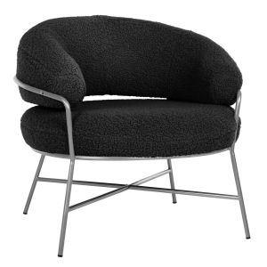 Фотьойл Trudi HM8639.34 черен плат букле и сребриста метална рамка 84X79X76 см.