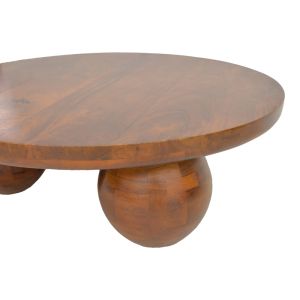 Холна маса Fedena масивно мангово дърво, орех, диаметър 90x30 см