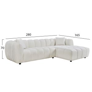 Ъглов диван (десен) Lykke HM3326.02R екру платов 280X89-165X70ВСМ.