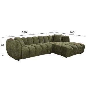 Ъглов диван (десен) Lykke HM3326.03R зелен плат 280X89-165X70ВСМ.