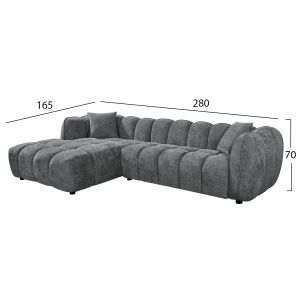 Ъглов диван (ляв) Lykke HM3326.01L сив плат 280X89-165X70ВСМ.