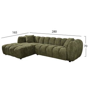 Ъглов диван (ляв) Lykke HM3326.03L зелен плат 280X89-165X70ВСМ.