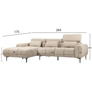 ЪГЛОВ ДИВАН ЛЯВ DIVYA HM3267.11L КАФЯВ ПЛАТ 264X175X99ВСМ.