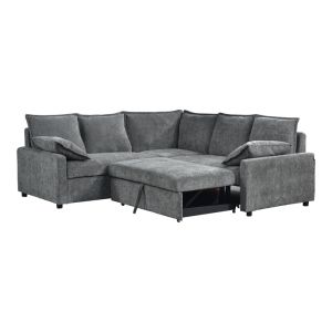 Ъглов разтегателен диван Lounivo антрацит плат 215x215x84см