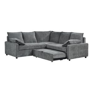 Ъглов разтегателен диван Lounivo антрацит плат 215x215x84см