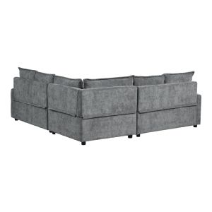 Ъглов разтегателен диван Lounivo антрацит плат 215x215x84см