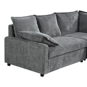 Ъглов разтегателен диван Lounivo антрацит плат 215x215x84см