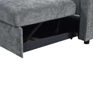 Ъглов разтегателен диван Lounivo антрацит плат 215x215x84см