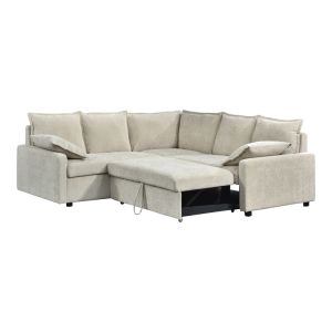 Ъглов разтегателен диван Lounivo бежов плат 215x215x84см
