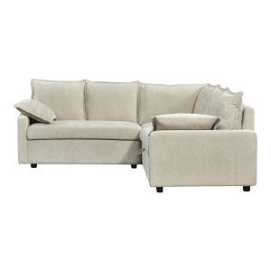 Ъглов разтегателен диван Lounivo бежов плат 215x215x84см