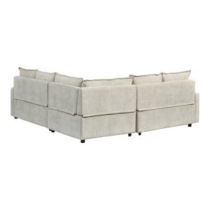 Ъглов разтегателен диван Lounivo бежов плат 215x215x84см