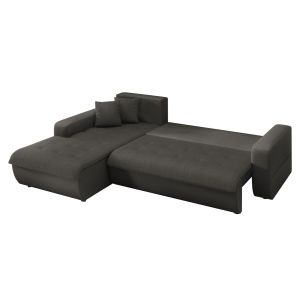 Ъглов разтегателен диван ляв Kanso HM3338.01L сив плат 244X188X80 см.