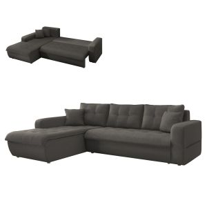 Ъглов разтегателен диван ляв Kanso HM3338.01L сив плат 244X188X80 см.