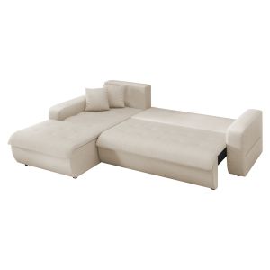Ъглов разтегателен диван ляв Kanso HM3338.03L бежов плат 244X188X80 см.