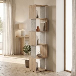 Библиотека Cubik Sonoma със сиво-бежов мраморен вид 35X30X161СМ